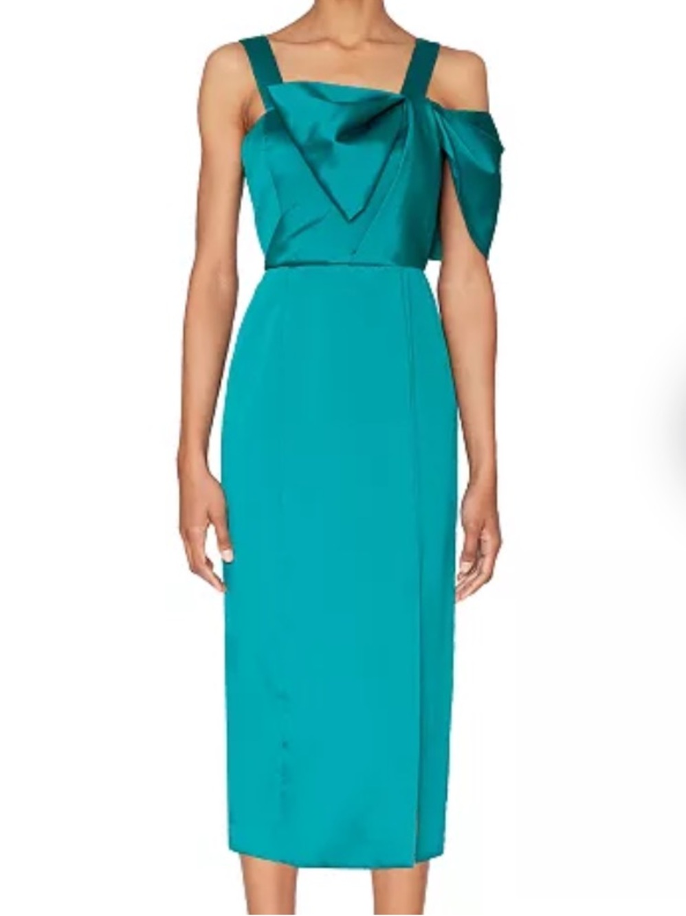WHITE TIE by Shani Women's Bow-Trim Satin Midi Dress Teal size 12 NWT